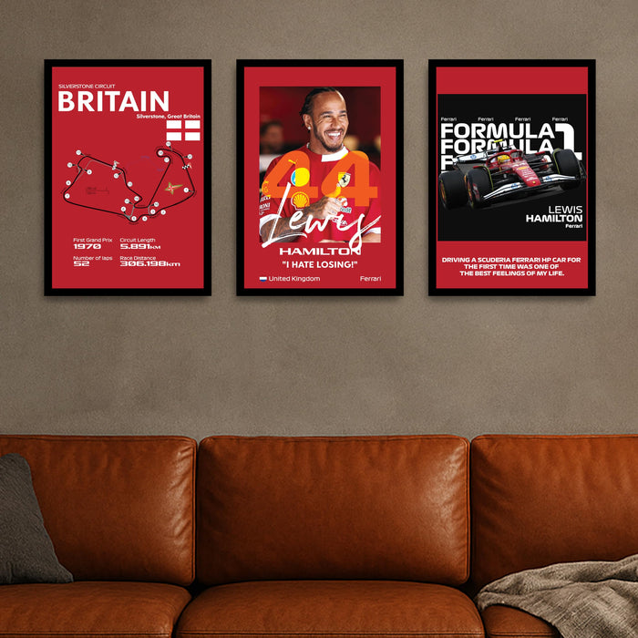 Framed Racing Car Wall Decor for Men | Modern Race Car Wall Art Painting for Bedroom, Living Room, Office and Home Wall Decoration (Set of 3, 33x45 cm)