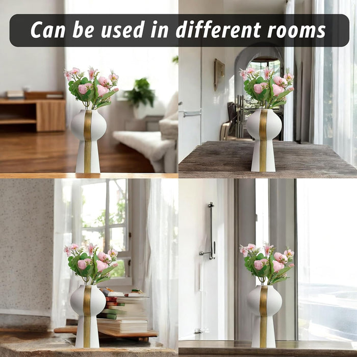 Ceramic Flower Vase for Home Décor, (3x8 inch), Flowers Not Included