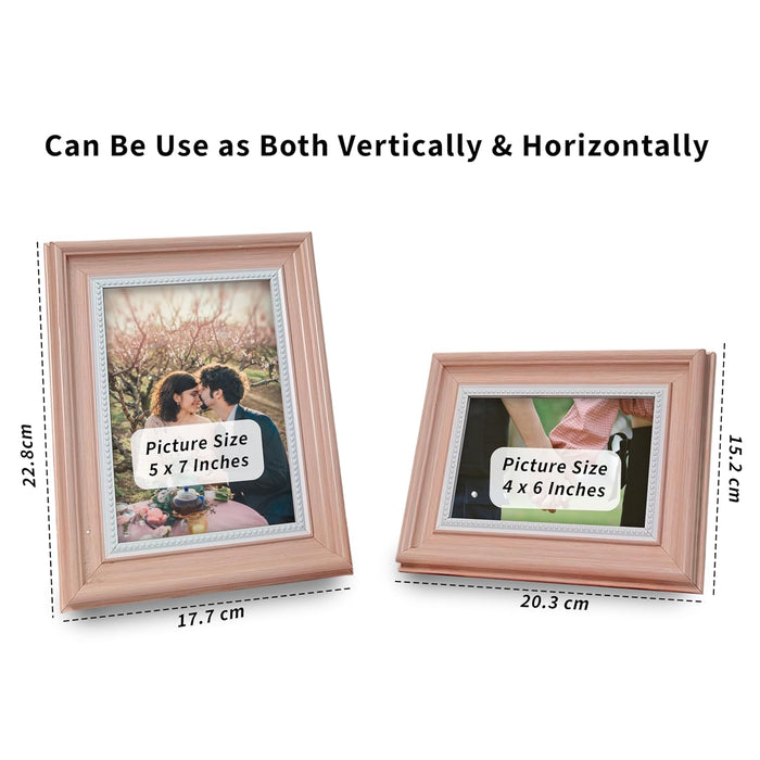 Photo Frame for Table, Plexi Glass, Engineered Wood Photo Frame (Pink)