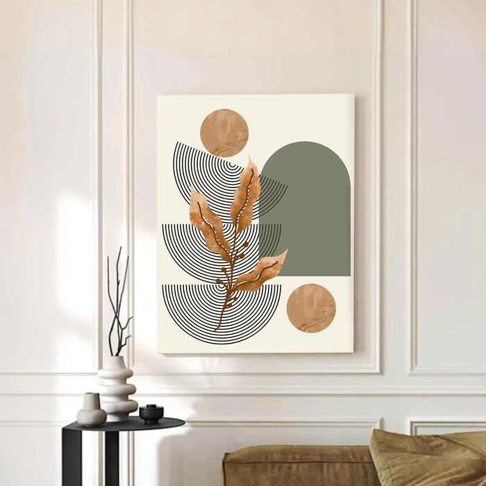 Abstract Leaf Face Stretched Canvas Wall Art Modern Boho Illustration Painting for Home & Office Wall Decor, (16x22 Inch)