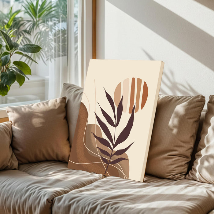 Abstract Desert Nature Sun Stretched Canvas Wall Art Modern Boho Illustration Painting for Home & Office Wall Decor, (16x22 Inch)