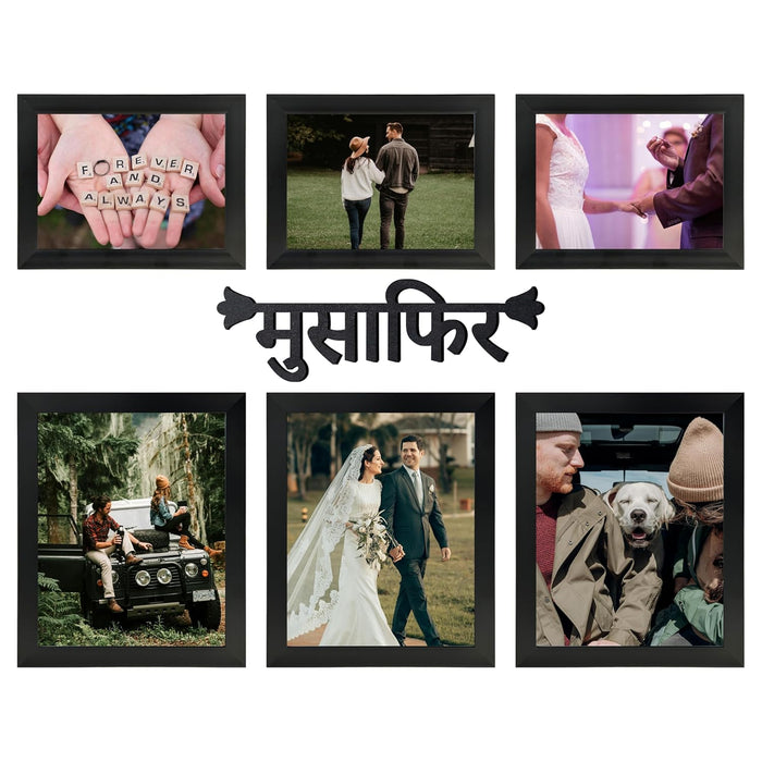 Wall Photo Frame for Home Décor (Set of 6), Plexiglass, Hindi Quotes Photo Frame (3 pcs- 8x10 Inches, 3 pcs-6x8 Inches)