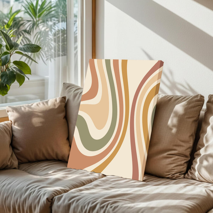 Abstract Rainbow Stretched Canvas Wall Art Modern Boho Illustration Painting for Home & Office Wall Decor, (16x22 Inch)