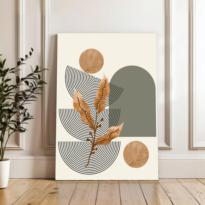Abstract Leaf Face Stretched Canvas Wall Art Modern Boho Illustration Painting for Home & Office Wall Decor, (16x22 Inch)