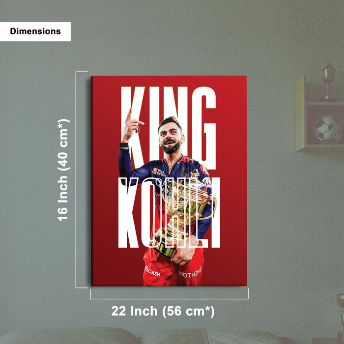 Virat Kohli Stretch Canvas Painting Wall Art Poster, King Kohli 18, Indian Cricket Team Fan Gift, for Bedroom, Living Room, Office, Home Decor, Virat Kohli Canvas Poster 16 x 22 Inch