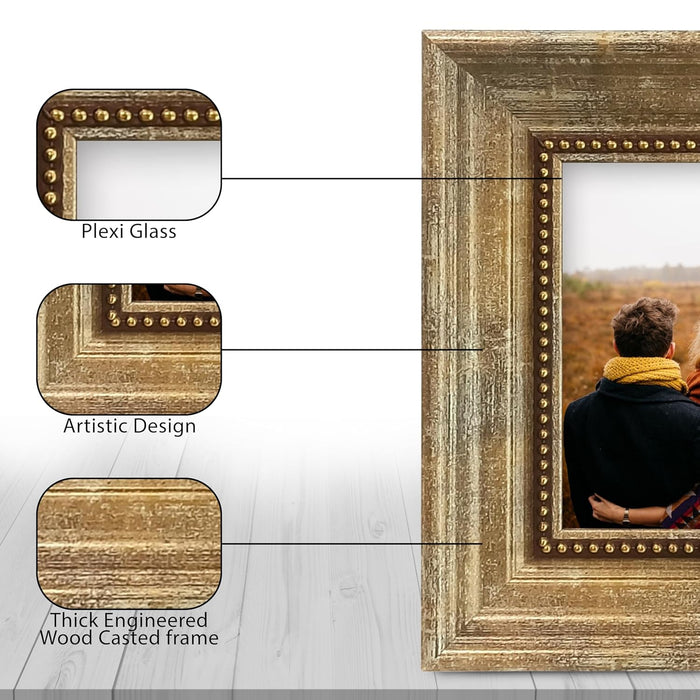Photo Frame for Tabletop | Plexiglass, Frame for Home and Office Decoration  (Beige, 5x5 Inch)