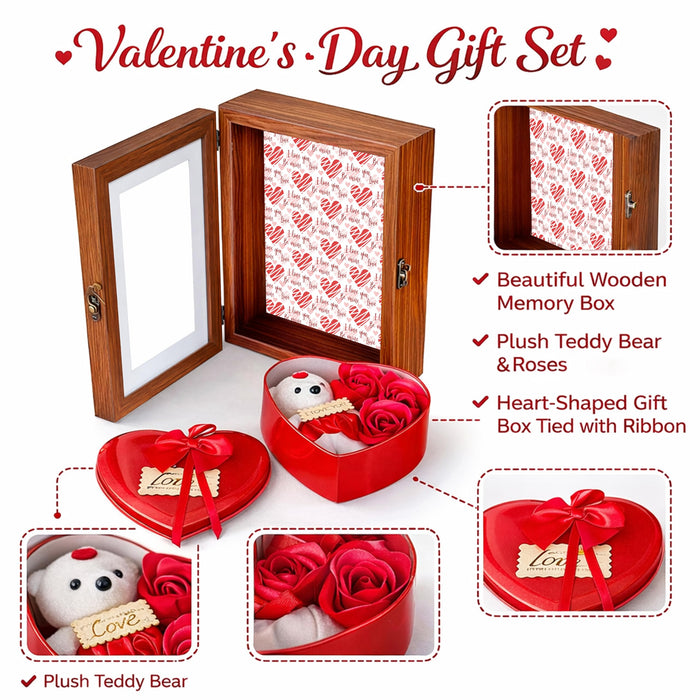 Art Street Shadow Memory Box for Memories, Memory Collection Box with Slot On Top, Beautiful Moments in a Shadow Box, for Valentine's Day Anniversary Gifting (Brown, 18x23 cm)