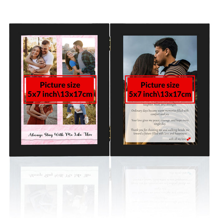 Art Street Customized Folding Table Stand Photo Frame for Valentine Love Gift, Couples Anniversary, Birthday| Personalized Book Style Frame for Two 5x7 In Photos