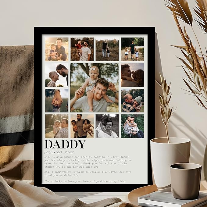 SNAP ART Customized Father's Day Gift for your DAD with Collage print along with Text, Photo Frame With Photo Upload (9.2x12.6 Inch)