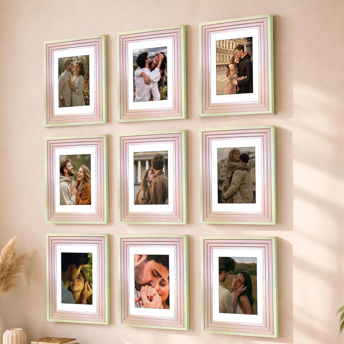 Wooden Cave Design Photo Frame Set of 9 | Black Picture Frames for Photos, Artwork & Certificates | Wall Décor for Living Room & Home (11x14 Inch)