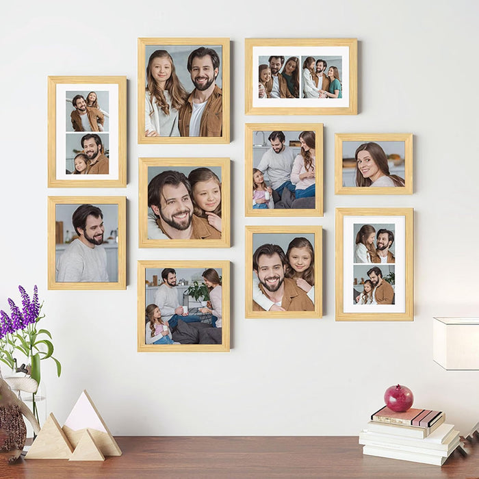 Wall Photo Frame Set of 8 | Gallery Wall Collage Picture Frames | Family Photo Display for Home Decor | Wall Hanging | 8x8 & 8x12 Inch