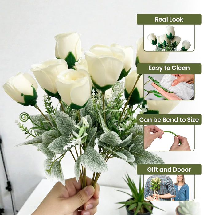 Art Street Artificial White Rose Flowers Bouquet for ' S Day, Rose Flowers Bunch