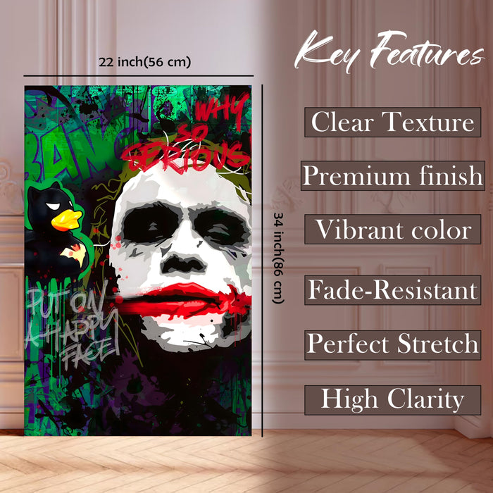 Dark Smile Graffiti Pop Art Stretched Canvas Painting Print | Street Art Wall Décor | Bold Modern Artwork for Living Room, Office & Studio, 56x86 cm