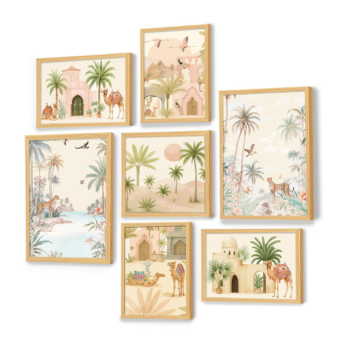 Animals Botanicals traditional Indian Art Wall Art Print Paintings, Set of 7 | Digital Framed Painting | 30x42, 21x30, 30x30 cm