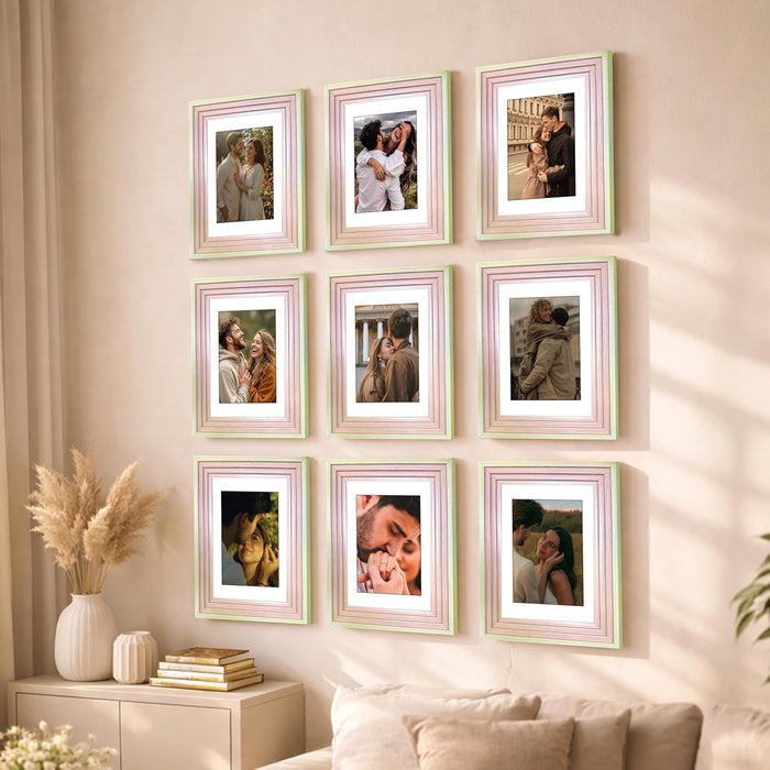 Wooden Cave Design Photo Frame Set of 9 | Black Picture Frames for Photos, Artwork & Certificates | Wall Décor for Living Room & Home (11x14 Inch)