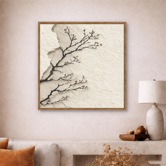 Abstract Branch Framed Painting For Living Room | Floral Branch Large Canvas Painting With Frame Wall Art For Bedroom, Hallway's, Office, Hotel, Size 58x58 cm