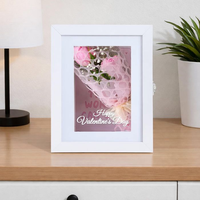 Art Street Shadow Memory Box for Memories, Memory Collection Box with Slot On Top, Beautiful Moments in a Shadow Box, for Valentine's Day Anniversary Gifting (White, 18x23 cm)