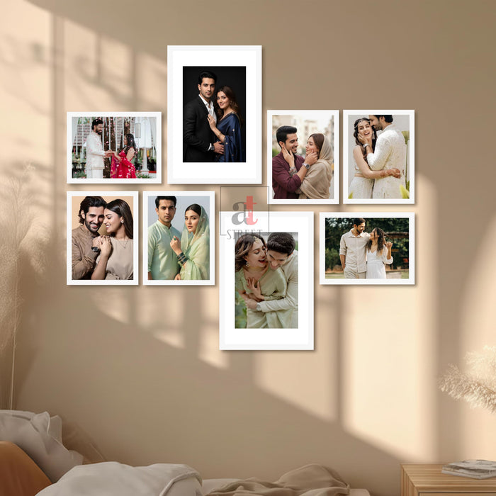 Art Street Photo Frame Set of 8 White Wall Decor Collage Display Hanging Family Picture Frames Gallery Collection Decor Items Wall Mount Frames Birthday Anniversary Gift, 8x12 and 12x16 In