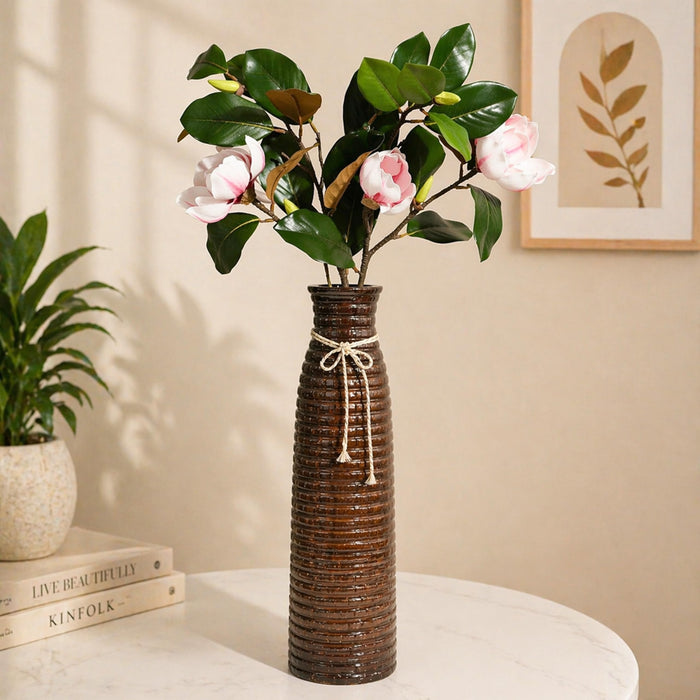 Art Street Artificial Magnolia Flower Stems Pink & White – Realistic Faux Magnolia Branches with Green Leaves for Home Décor, Vase Fillers, Living Room & Wedding Decoration (Set of 2), 34 Inch