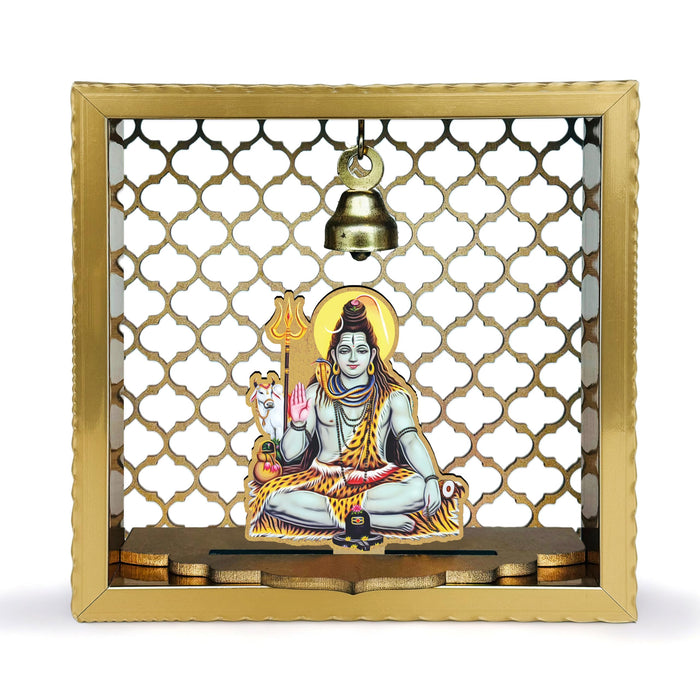 Art Street Shiv Ji Small Pooja Mandir for Office & Home Wall Hanging Temple, Diwali Decoration, Gifts, Dcor for Friends & Family (7x7 Inch)