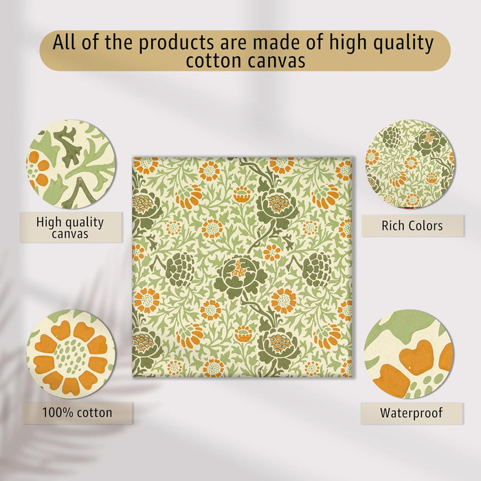 Willow Chrysanthemum & Grafton Art Wall Painting Set of 4 | Elegant Digital Print (12x12Inches)