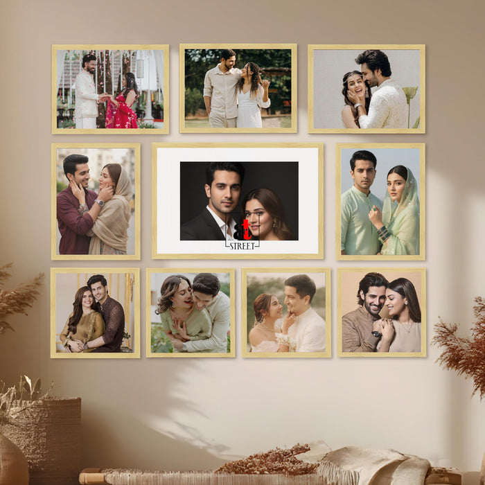 Art Street Photo Frame Set of 10 Beige Wall Decor Collage Display Hanging Family Picture Frames Gallery Collection Decor Items Wall Mount Frames Birthday Anniversary Gift, 8x8, 8x12 and 12x16 In