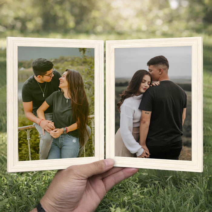 Art Street Folding Table Stand Valentine Couple Beige 5x7 Inch Photo Frame For Home Décor | Foldable Photo Frame with Acrylic Plexiglass | For Bedroom, Hallways, Office, Living Room (13x18 CM)