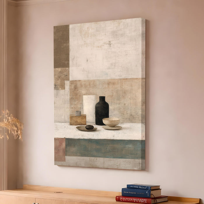 Abstract Boho Stretched Canvas Painting For Living Room | Modern Rustic Vases Stretched Canvas Wall Art For Livingroom Home Decor, Bedroom, Hallway's, Office, Hotel - 56x86 cm