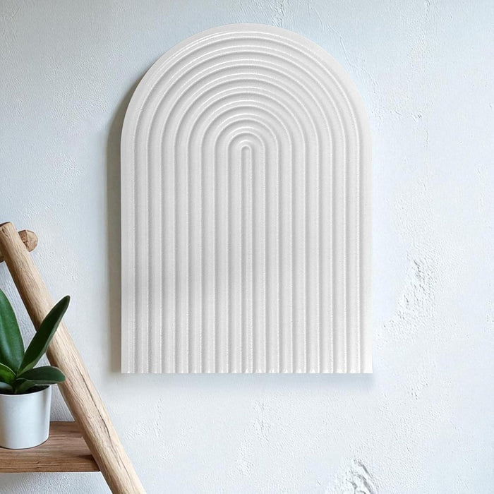 Boho Wall Hanging - Blue Ribbed Textured Blue Arched Wooden Décor, Boho, Wooden Wall Hanging – 22x31 cm