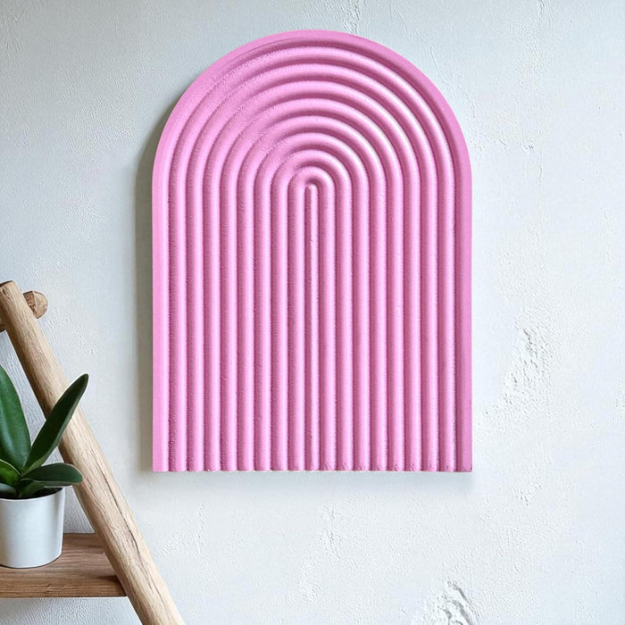 Boho Wall Hanging - Blue Ribbed Textured Blue Arched Wooden Décor, Boho, Wooden Wall Hanging – 22x31 cm