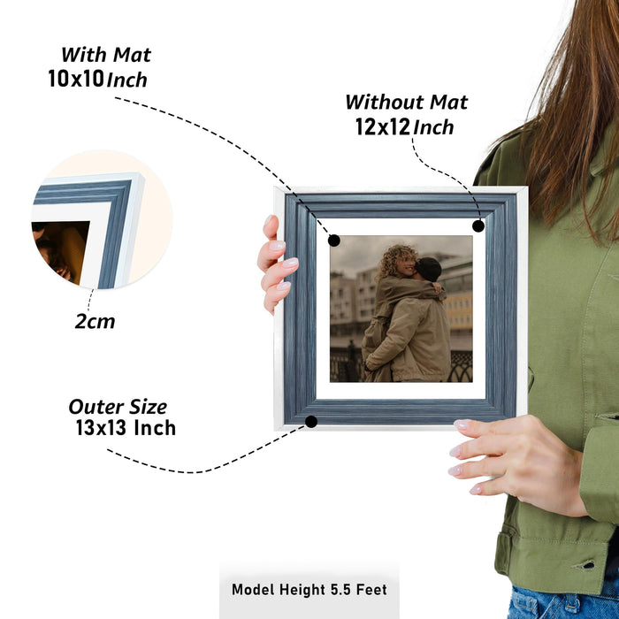 Art Street Luxury Photo Frame for living room, Modern Step Design Photo Frames for Photograph, Art Work, Kids Room Set of 9 (12x12 Inch, Blue)