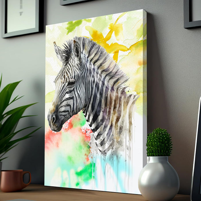 Art Street Stretched Canvas Painting of Zebra Modern Animal Art for Home Decor, Living Room, Wall Hanging, (Size: 12x16 Inch)