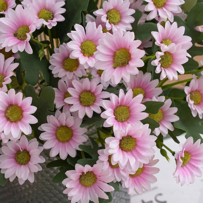 Art Street Artificial Pink Flowers Bunch |Daisy Flowers for Home | Living Room, Valentine Day Décor |Christmas Day, New Year Gift, 7 Head 21 Flowers| Pack of 2|Size 13 INCH, (Without Vase)