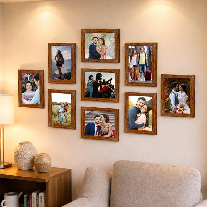 Art Street Family Photo Frame Set of 9 for Wall Decor, Wooden Finish Collage Picture Frames for Living Room, Bedroom & Home Decoration, Multi-Size Wall Hanging Gallery Frame Set, (Size, 6x8 Inch)