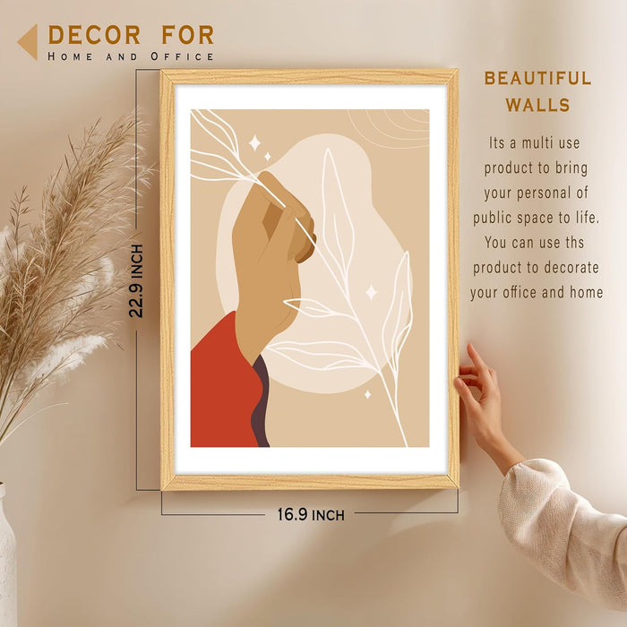 Boho Plant Minimalist Wall Painting, Bohemian Large Wall Art Painting (16.9x22.9 Inches)