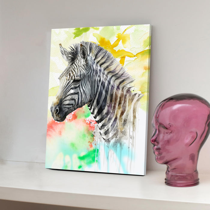 Art Street Stretched Canvas Painting of Zebra Modern Animal Art for Home Decor, Living Room, Wall Hanging, (Size: 12x16 Inch)