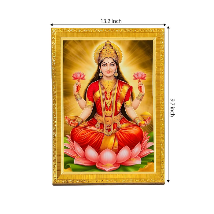 Devi lakshmi Ji Photo Frame for Mandir, Pooja Room | Divine Hindu Deity Wall Art (10x13 Inch)