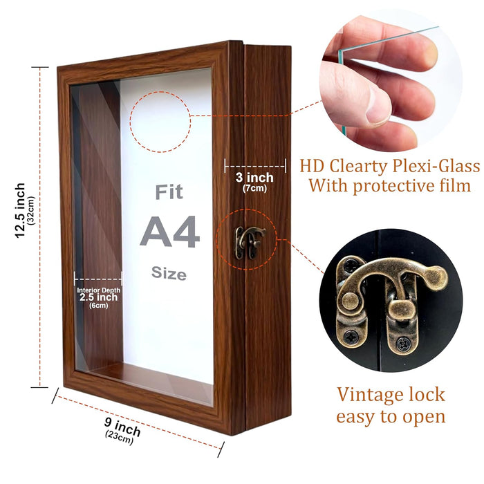 Shadow Box for Memories Memory Collection Box with Slot On Top Beautiful Moments (Brown, A4)