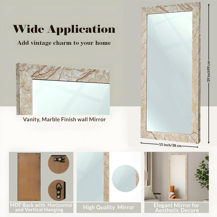 Bathroom Wall Mirror, Black Wall Mount Rectangular Makeup Mirror, Decorative Looking Glass with Frame Inner Size 12x36 Inch Outer (15x39 Inch)