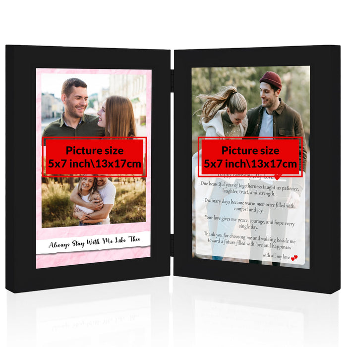Art Street Customized Folding Table Stand Photo Frame for Valentine Love Gift, Couples Anniversary, Birthday| Personalized Book Style Frame for Two 5x7 In Picture