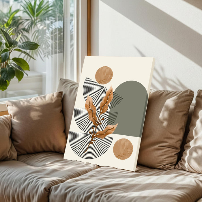 Abstract Leaf Face Stretched Canvas Wall Art Modern Boho Illustration Painting for Home & Office Wall Decor, (16x22 Inch)