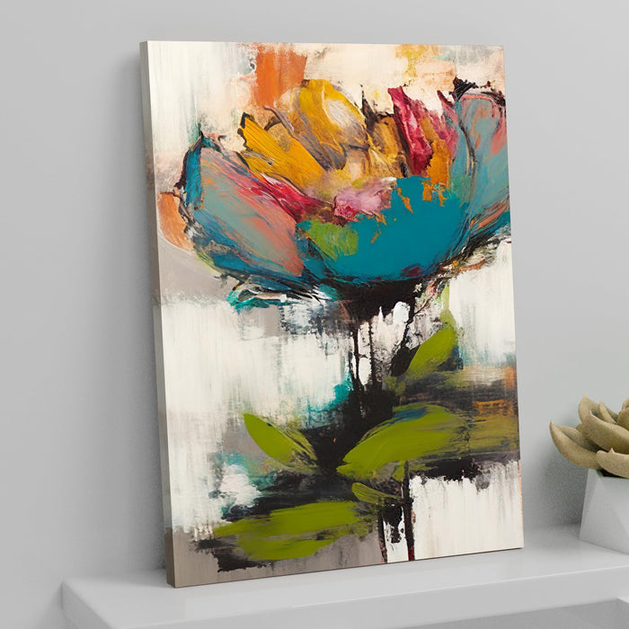 Art Street Stretched On Frame Canvas Painting Water colored Floral Art For Living Room, Decorative Home & Wall Décor Abstract Art (Size: 16x22 Inch)
