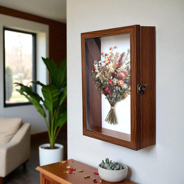 Shadow Box for Memories Memory Collection Box with Slot On Top Beautiful Moments (Brown, A4)