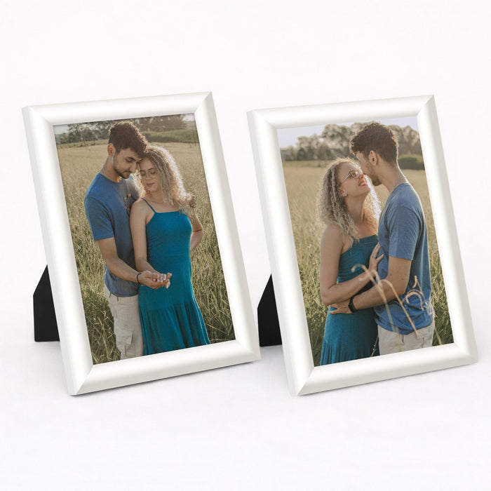 Art Street Picture Table Photo Frame Set of 2 for Bedroom, Tabletop Frames with Stand, Modern Farmhouse Photo Frames for Couples, Weddings, Home Decor, Portrait or Landscape Display (White, 4x6 Inch)