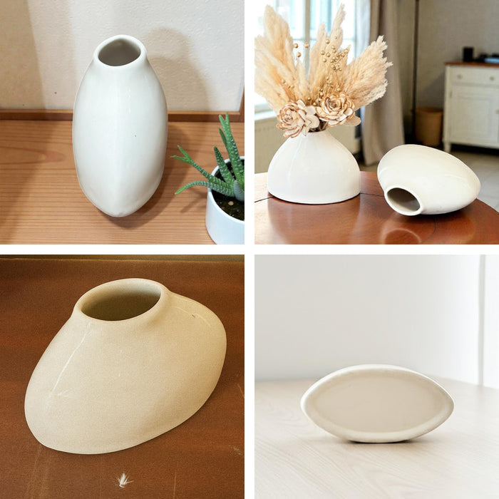 Art Street White Ceramic Decorative Vase with Pampas Grass & Golden Wood Flowers | Minimalist Table Decor | Aesthetic Home Decoration for Living Room, Bedroom, Entryway | Dried Flower Arrangement Set