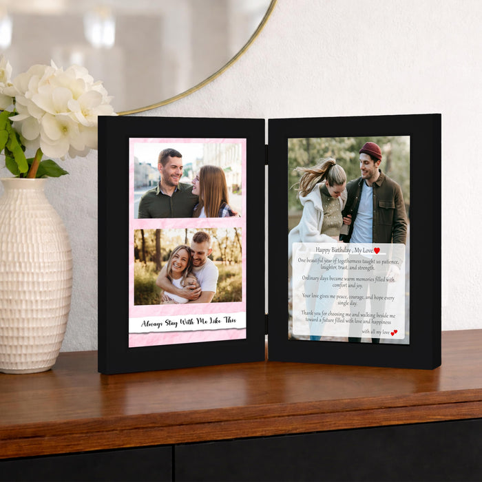 Art Street Customized Folding Table Stand Photo Frame for Valentine Love Gift, Couples Anniversary, Birthday| Personalized Book Style Frame for Two 5x7 In Picture