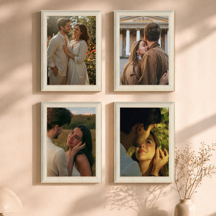 Art Street Wooden Photo Frame for living room, Aesthetic Cave Design Photo Frames for Photograph, Art Work, Certificates Set of 4 (8x12 Inch, White)