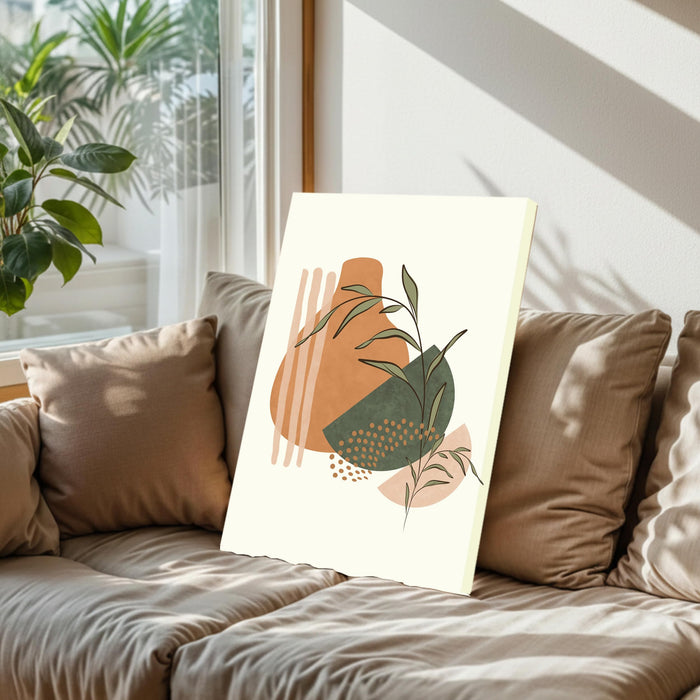 Abstract vase Botanical Stretched Canvas Wall Art Modern Boho Illustration Painting for Home & Office Wall Decor, (16x22 Inch)