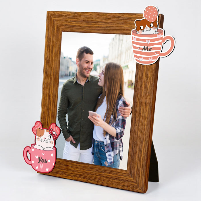 Art Street Table Photo Frame with MDF Magnet Sticker | Magnetic Message Sticker Couple Photo Frame for Valentine day, Anniversary Gift (4x6 Inch)