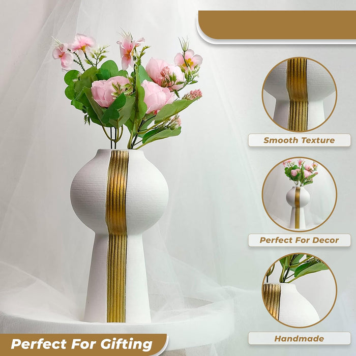 Ceramic Flower Vase for Home Décor, (3x8 inch), Flowers Not Included